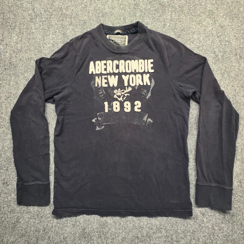 Abercrombie & Fitch New York‎ 1892 Crewneck Long Sleeve Shirt XL Muscle Navy